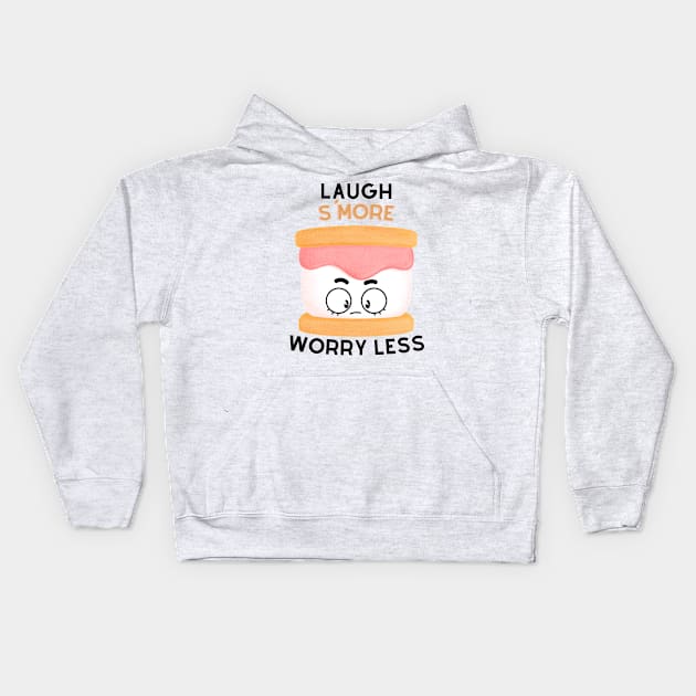 Laugh S'More Worry Less - Surprised Marshmallow Face Kids Hoodie by Double E Design